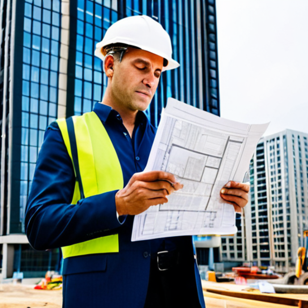 **

"A professional architect in a fully clothed, modest business casual outfit, reviewing blueprints on a construction site with a modern high-rise building in the background. Appropriate attire, safe for work, perfect anatomy, correct proportions, natural pose, well-formed hands, proper finger count, natural body proportions, professional, family-friendly, daytime, bright lighting."

**