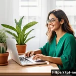 삶의 목표 달성을 위한 동기 부여 방법 - A bright and inspiring home office scene in a modern Brazilian apartment, featuring a young professi...