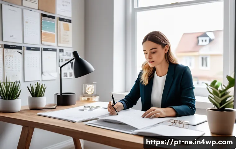 삶의 목적이 개인에게 미치는 긍정적 영향 - A focused young professional woman sitting at a neatly organized desk in a bright, modern home offic...