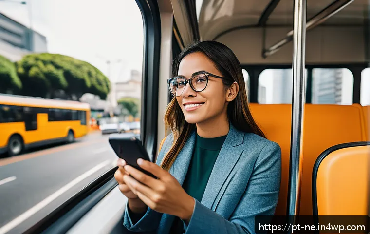 목적을 위해 필요한 시간 투자하기 - A modern Brazilian woman sitting comfortably on a bus seat during her daily commute in São Paulo, we...